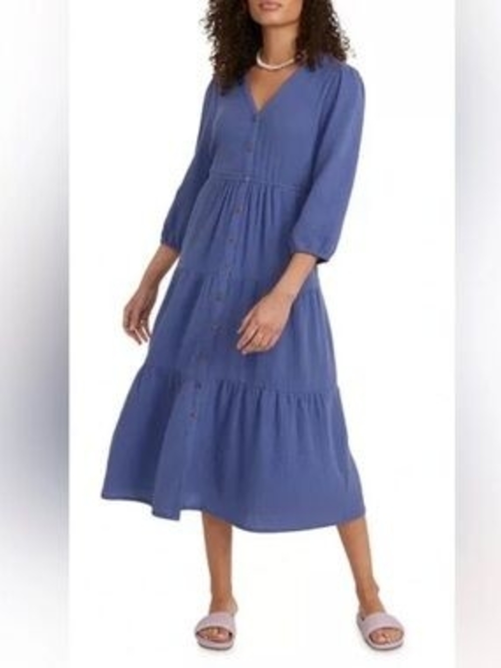 Marine Layer Willow Cotton Button Front Midi Dress